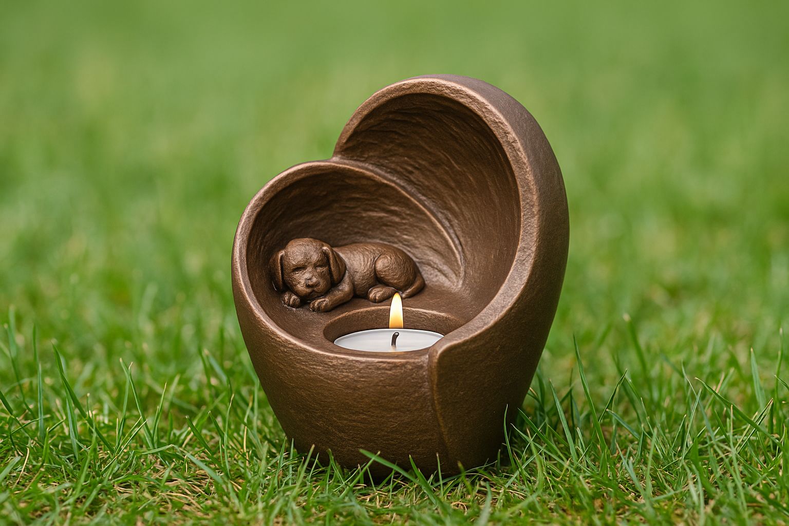 Flera personliga urnor för djuraska i trä, keramik och metall.